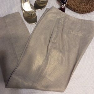 Chico’s linen gold metallic sheen pants, Size 0